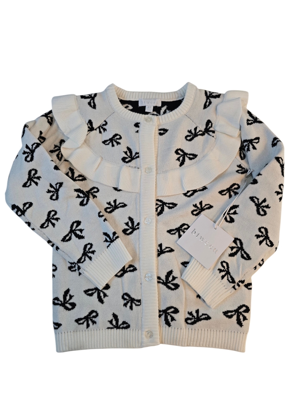 Between Ruffle Bow Cardigan